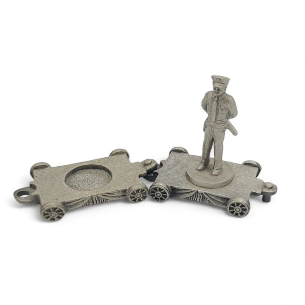 Vintage‎ Miniature Fort Pewter Train Car Policeman "Lasting Expressions" Ext Car